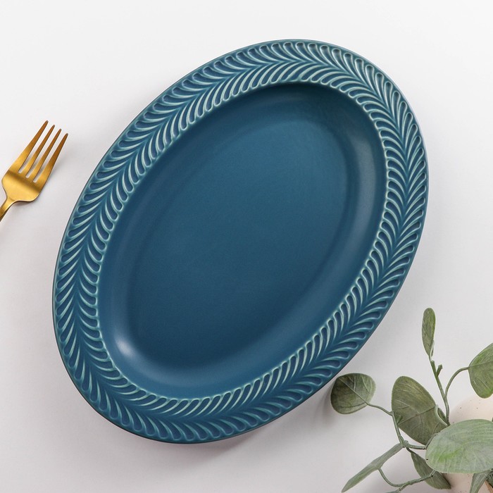 фото Блюдо сервировочное «морская гладь», 32×23 см, цвет синий nobrand