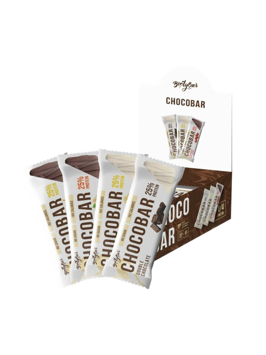 

Протеиновые батончики BootyBar CHOCOBAR фундук, арахис, банан, фисташка 40 г х 4 шт., ChocoBar