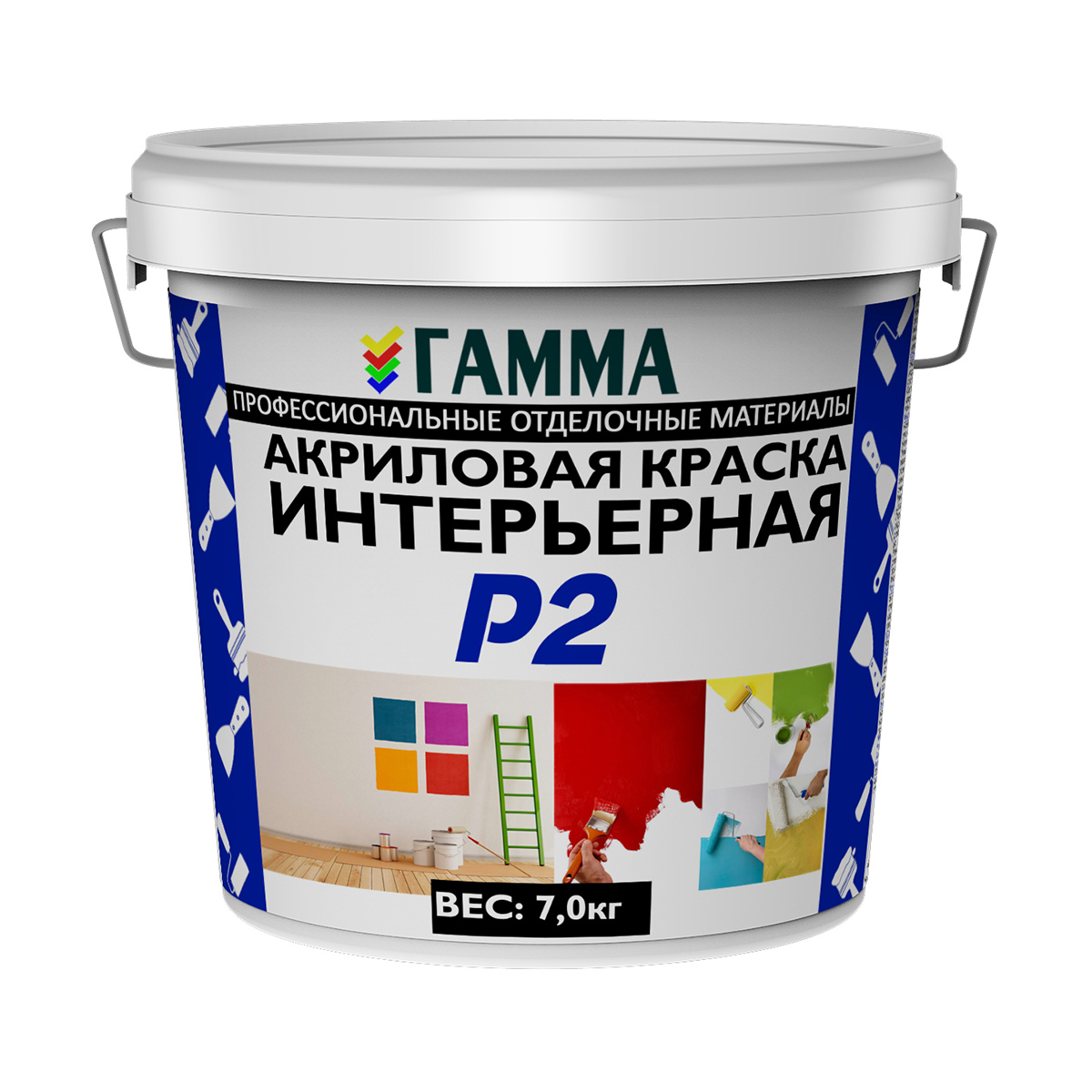 

Краска интерьерная Гамма, акриловая, белоснежная, 7 кг, Белый