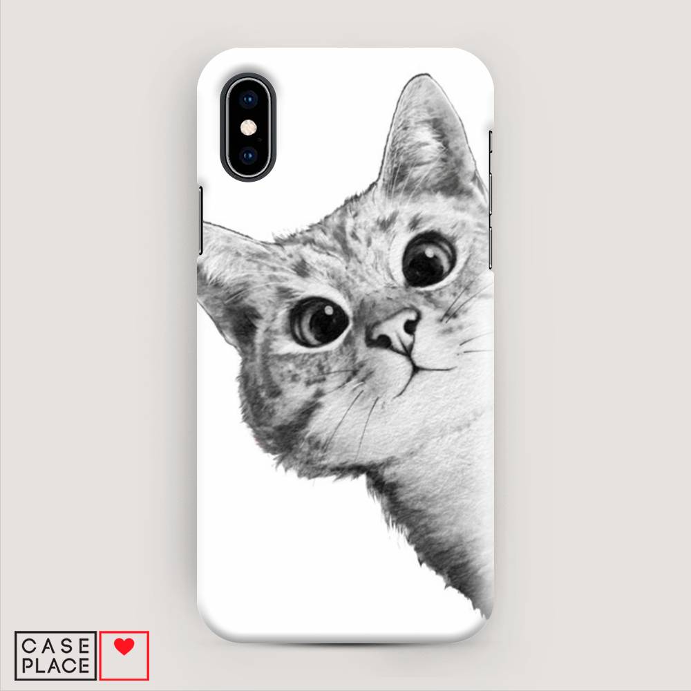 

Пластиковый чехол "Кот рисунок черно-белый" на Apple iPhone XS (10S), 11820-1