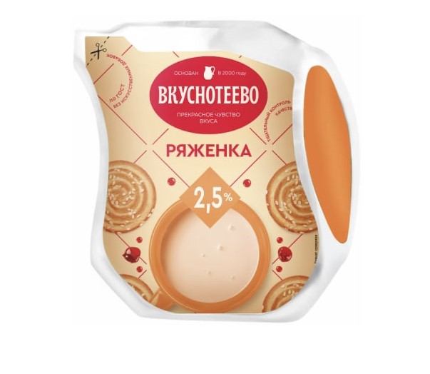 Ряженка Вкуснотеево 2,5% БЗМЖ 430 мл