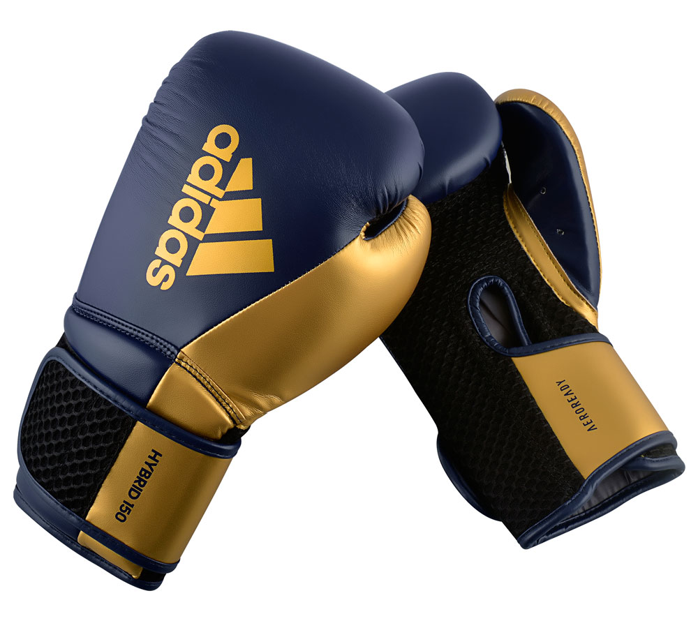 Перчатки боксерские Hybrid 150 темносине-золотые (вес 8 унций)