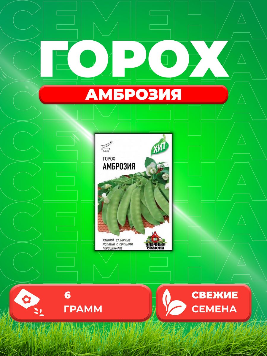

Семена Горох Амброзия, сахарный 6 г ХИТ х3