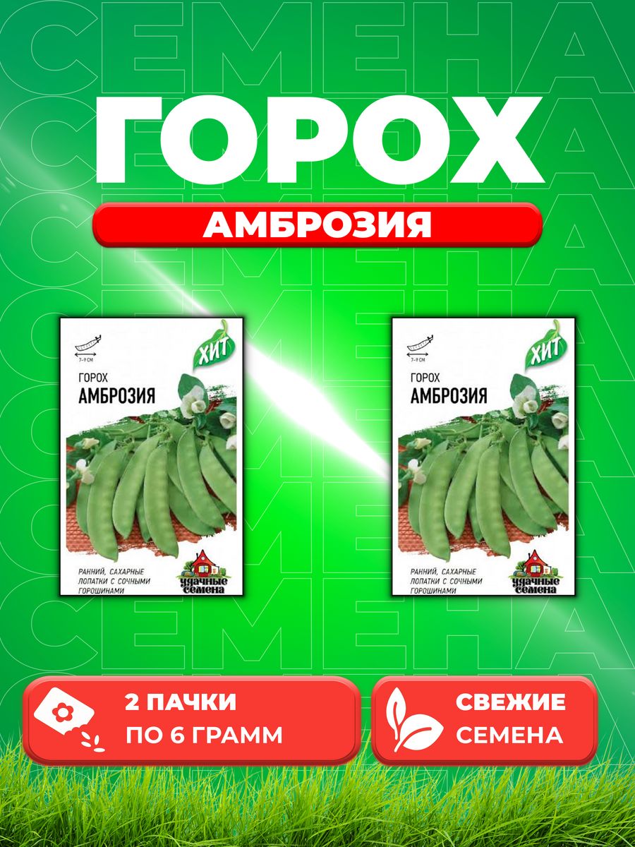 

Семена Горох Амброзия, сахарный 6 г ХИТ х3 2уп