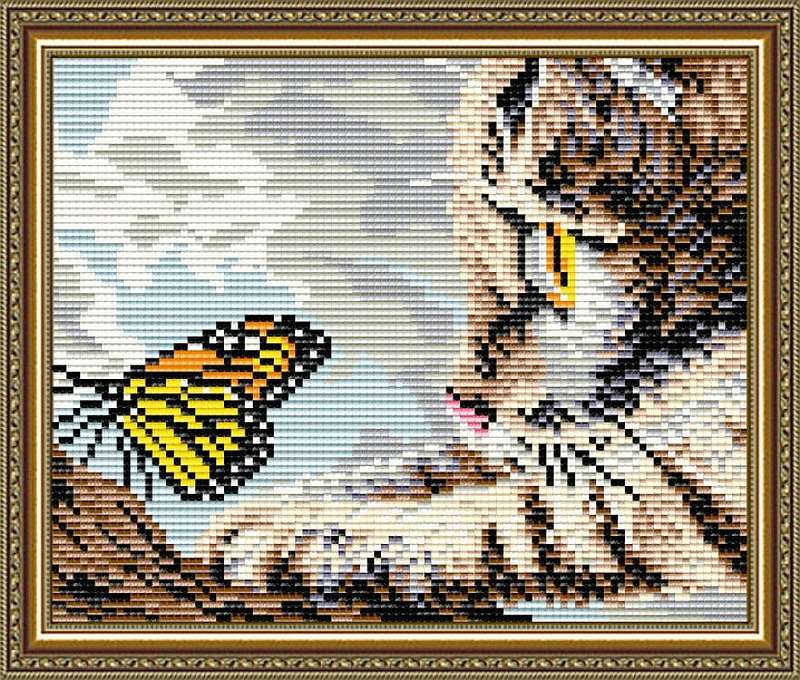 Алмазная вышивка Арт Соло «Котенок и бабочка»