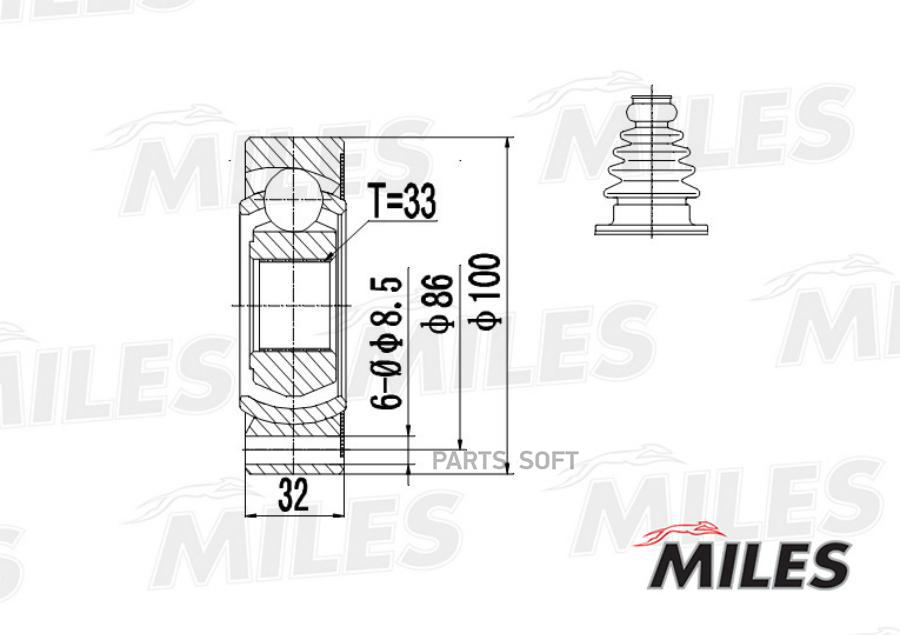 

MILES Шрус MILES ga10002 комплект
