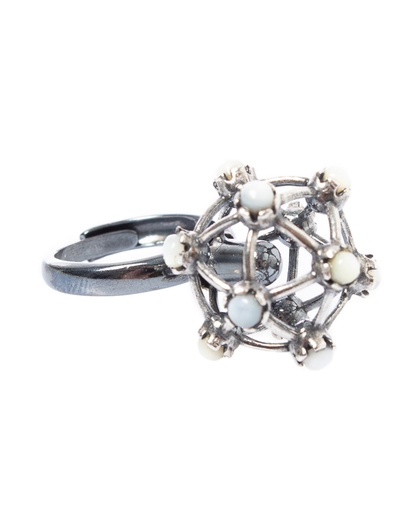 

кольцо MIDGARD FaceOfMidgard5526Silver UNI тем.серебряный+белый