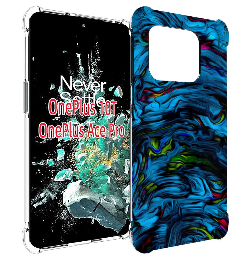 

Чехол MyPads голубая краска в темноте для OnePlus 10T, Прозрачный, Tocco