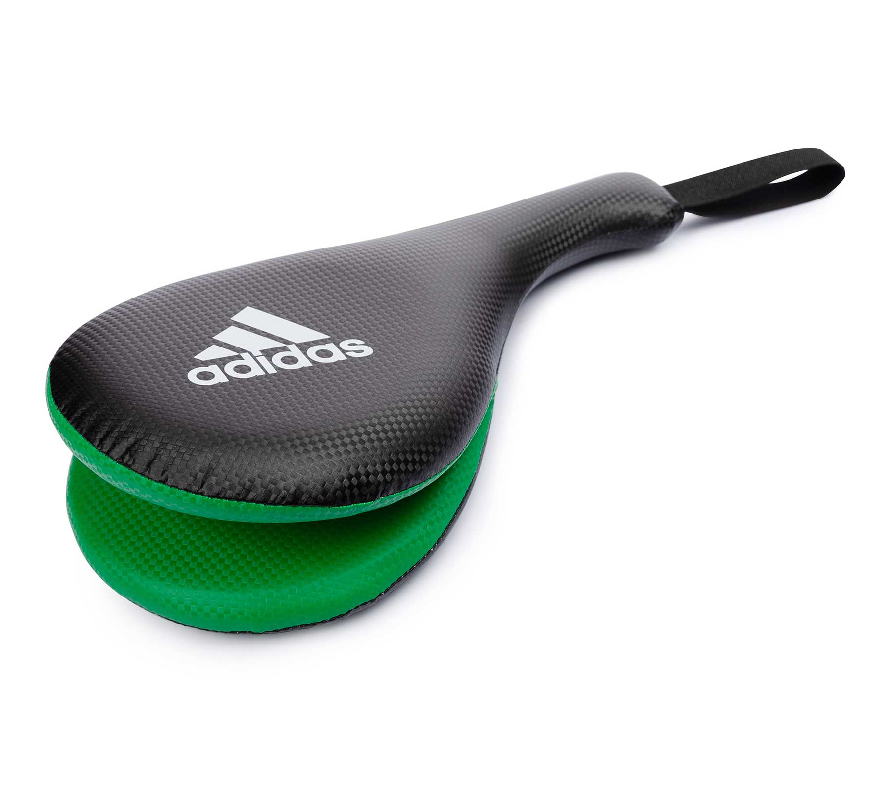 фото Ракетка для тхэквондо двойная kids double target mitt черно-зеленая (размер xs) adidas