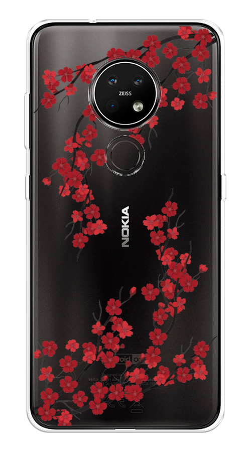 

Чехол на Nokia 6.2 "Красная сакура", Красный;черный, 123050-2