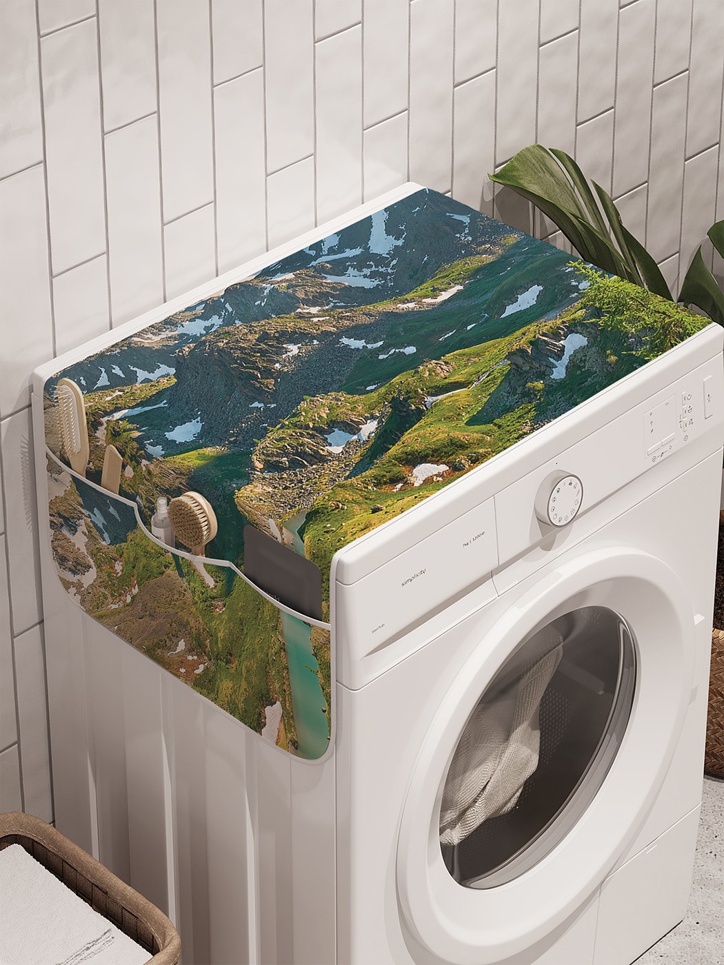 фото Органайзер "горная природа" на стиральную машину, 45x120 см ambesonne