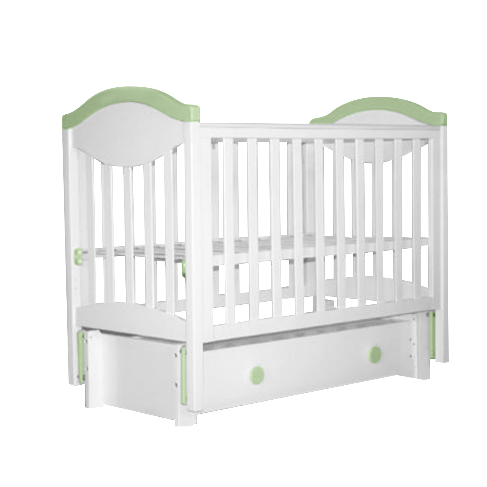 фото Аб 23.3 детская кровать маятниковая продольная белый-светлозеленый лель