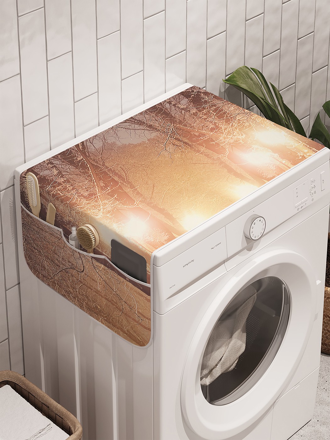 фото Органайзер "яркая зимняя аллея" на стиральную машину, 45x120 см ambesonne