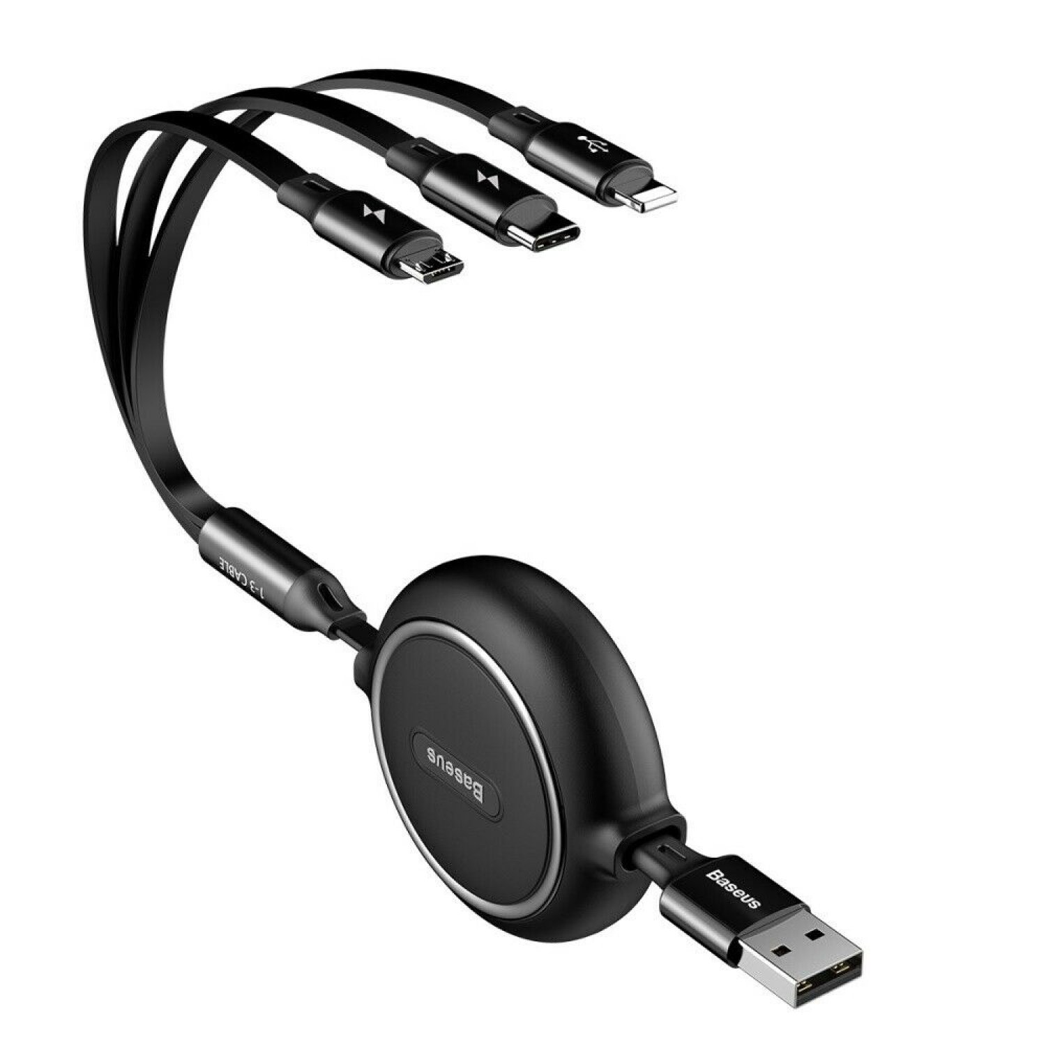 Кабель Baseus Multi USB-iP+Micro+Type-C Golden Loop Black 1.2m