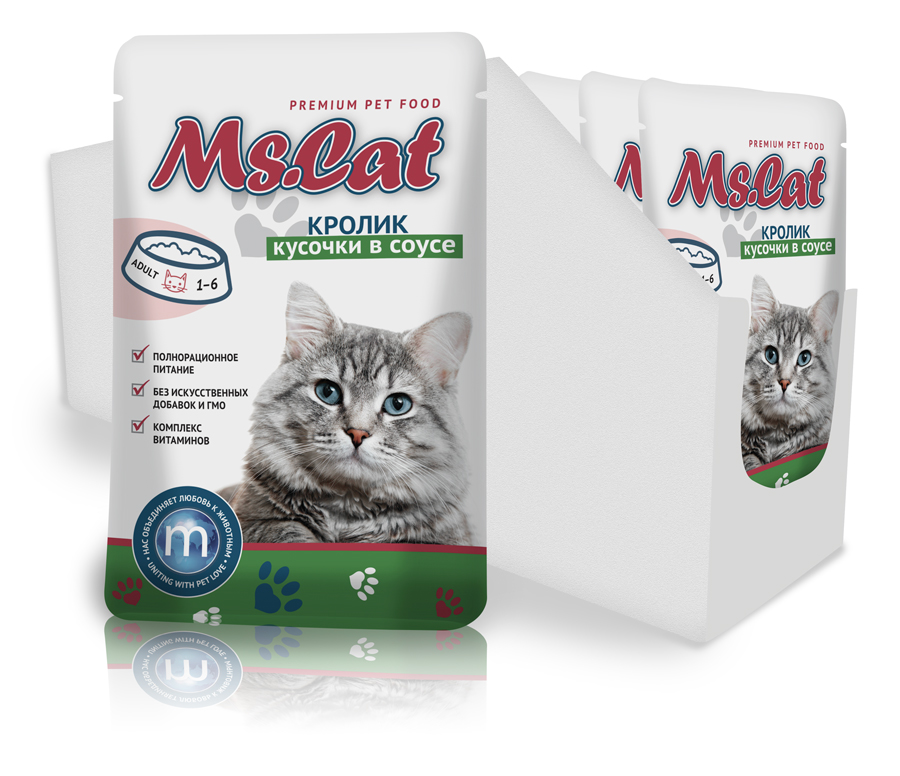 фото Влажный корм для кошек ms. cat, кролик в соусе, 24шт по 85г