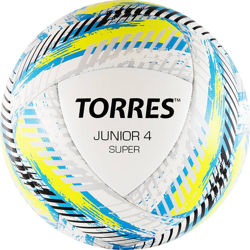 фото Футбольный мяч torres junior-4 super №4 белый/желто-голубо-черный