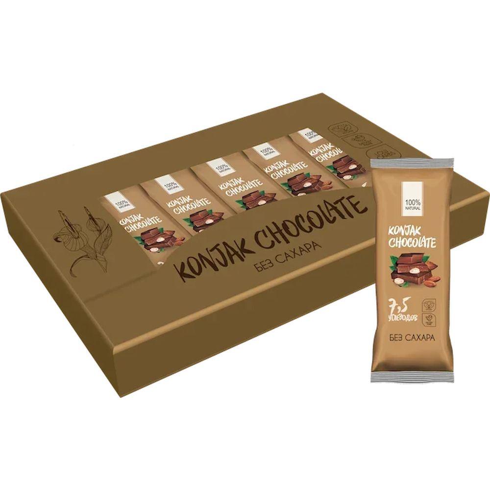 Шоколад без сахара KONJAK CHOCOLATE Миндальный, кор. 10 шт.