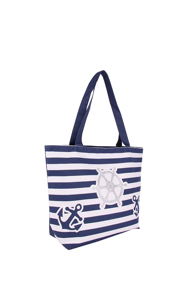 Пляжная сумка женская Daniele Patrici A16301, темно-синий/белый