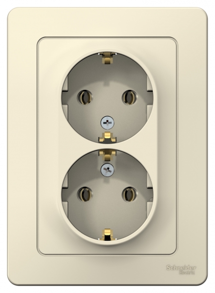 фото Розетка se blanca внутр молочная 2-ая с/з без шторок, 16а, 250в schneider electric