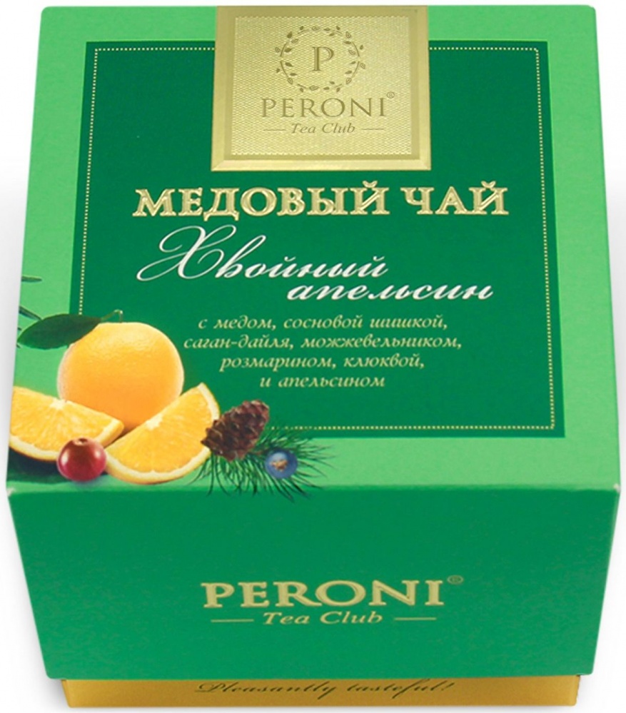 Чай Peroni Медовый чай. Хвойный апельсин, чёрный листовой с добавками, 45 гр