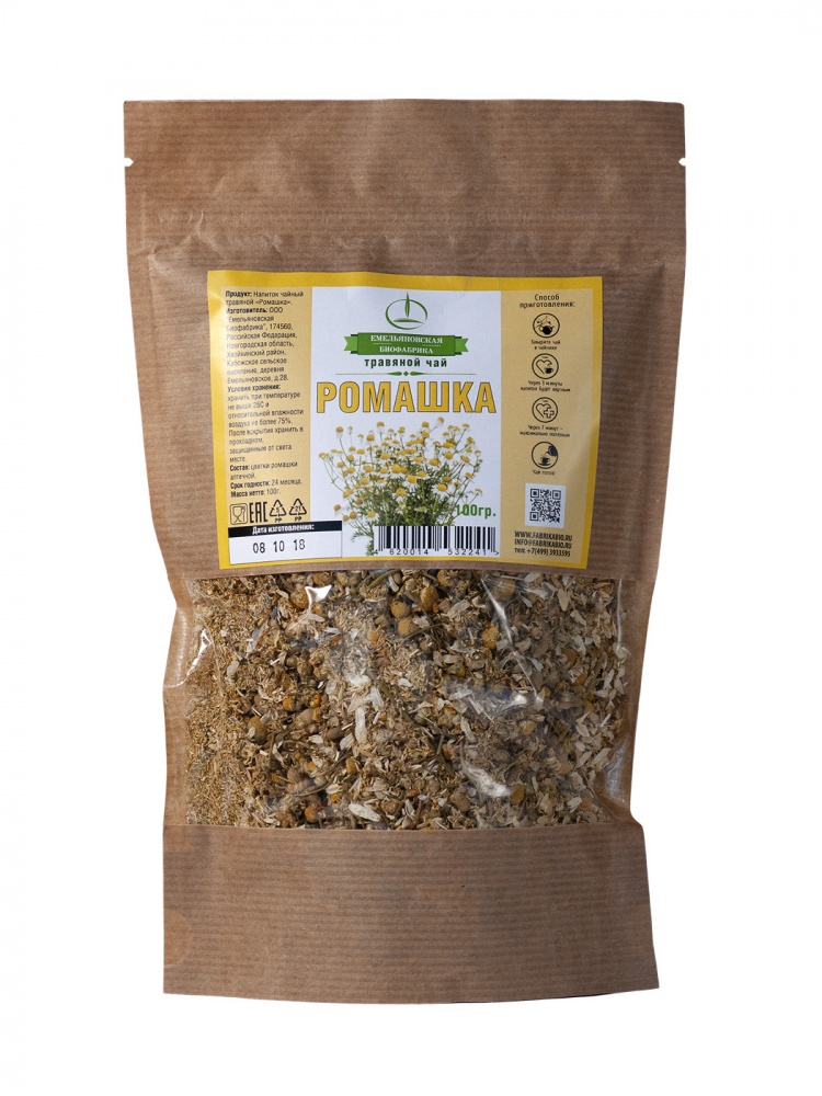 

Чай травяной Емельяновская Биофабрика Ромашка, листовой, 100 гр