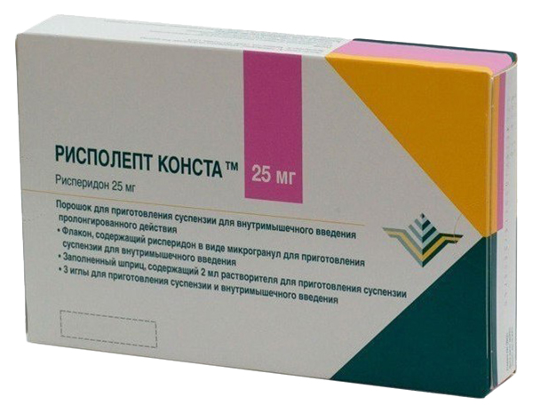 Рисполепт Конста порошок для суспензии для в/м введ. пролонг. 25 мг. фл. с р-лем №1