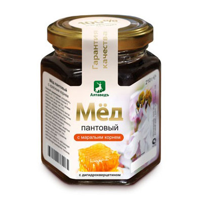 

Пантовый мёд с маральим корнем и дигидрокверцетином Алтаведъ 210 г, Пантовый мёд с маральим корнем и дигидрокверцетином