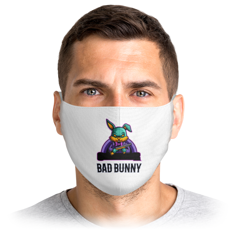 

Многоразовая маска Printio Защитная маска с принтом bad bunny белая L, Защитная маска с принтом bad bunny