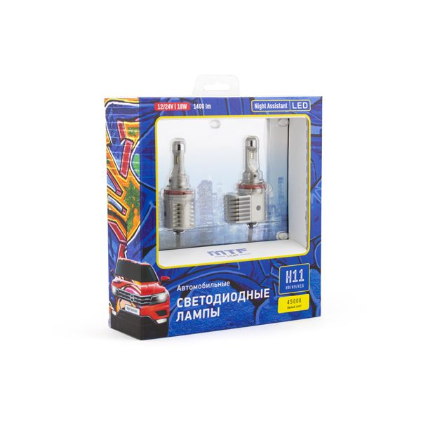 

Светодиодные автолампы MTF Light, серия Night Assistant, 4500K, H11/H8/H9/H16 NAH11K4