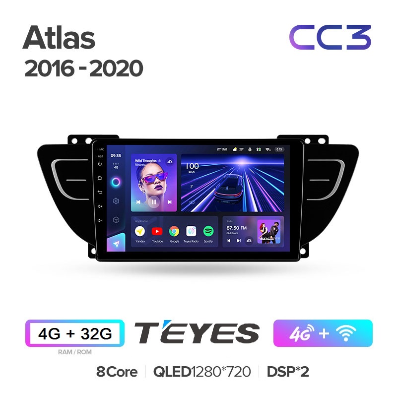 Автомагнитола Teyes CC3 4/32Гб Geely Atlas NL-3 2016 - 2020 ANDROID 10