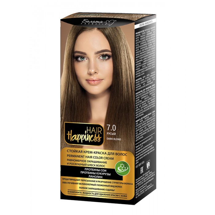 Крем краска для волос БЕЛИТА HAIR HAPPINESS тон 7.0 Русый лосьон для химической завивки окрашенных волос 2 protecting curling lotion n2