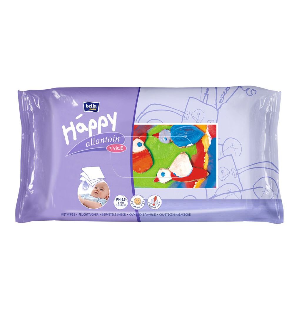 фото Влажные салфетки bella happy classic с витамином е, 64 шт.