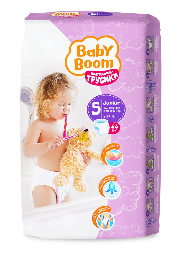 фото Подгузники-трусики baby boom junior 5 (9-14 кг), 44 шт.