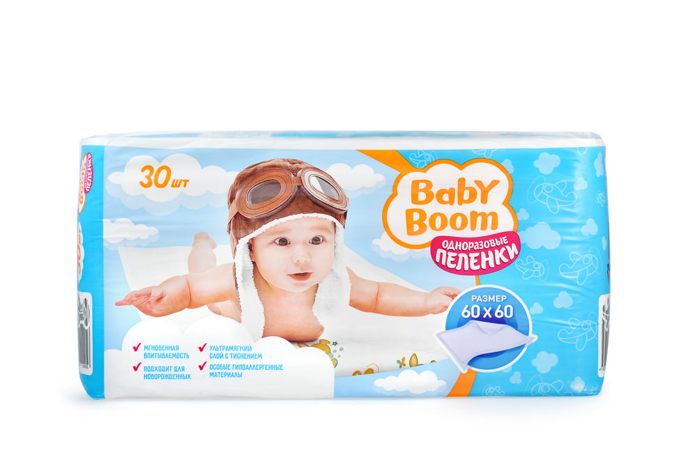 Пеленки одноразовые Baby Boom 60х60, 30 шт.