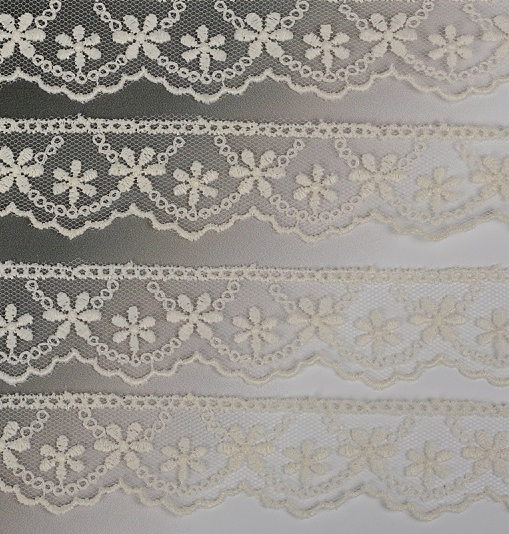 

Кружево на сетке, цвет: 112 молочный, 25 мм x 14 м, арт. TR 3820