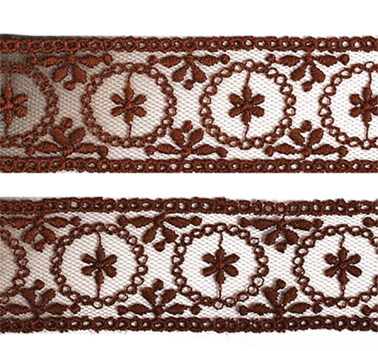 

Кружево на сетке, цвет: 18 коричневый, 30 мм x 14 м, арт. TR 4010