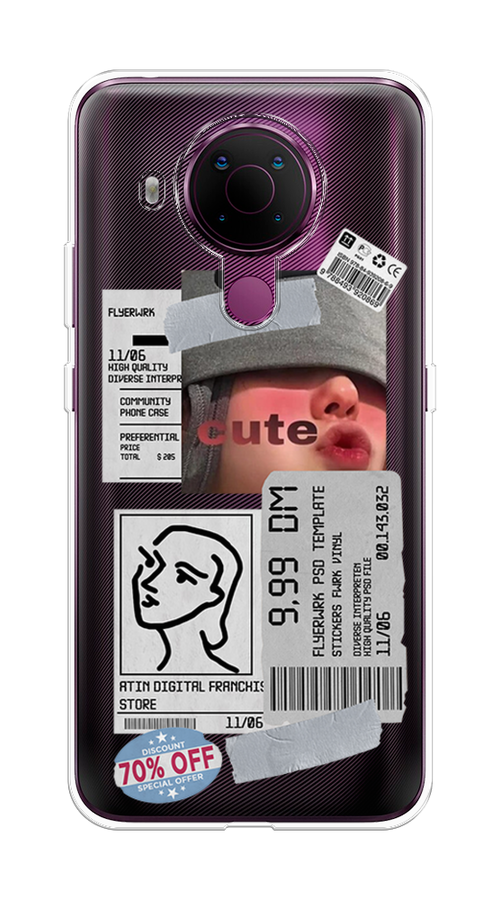 

Чехол на Nokia 5.4 "Cute girl collage", Розовый;серый;голубой, 123650-6