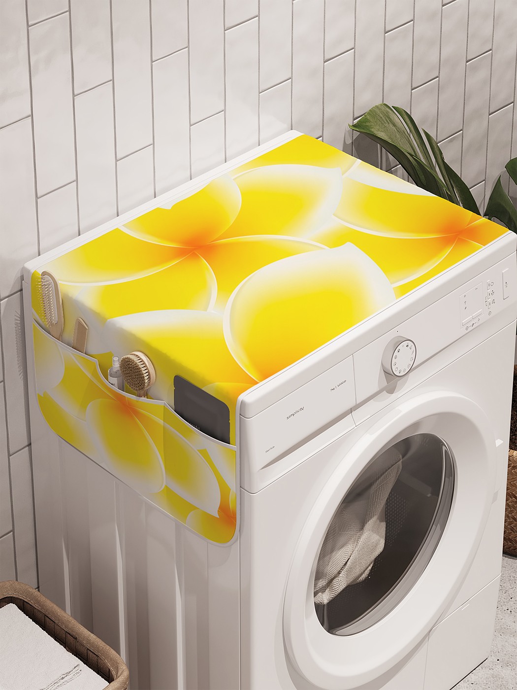 фото Органайзер "цветочное сложение" на стиральную машину, 45x120 см ambesonne