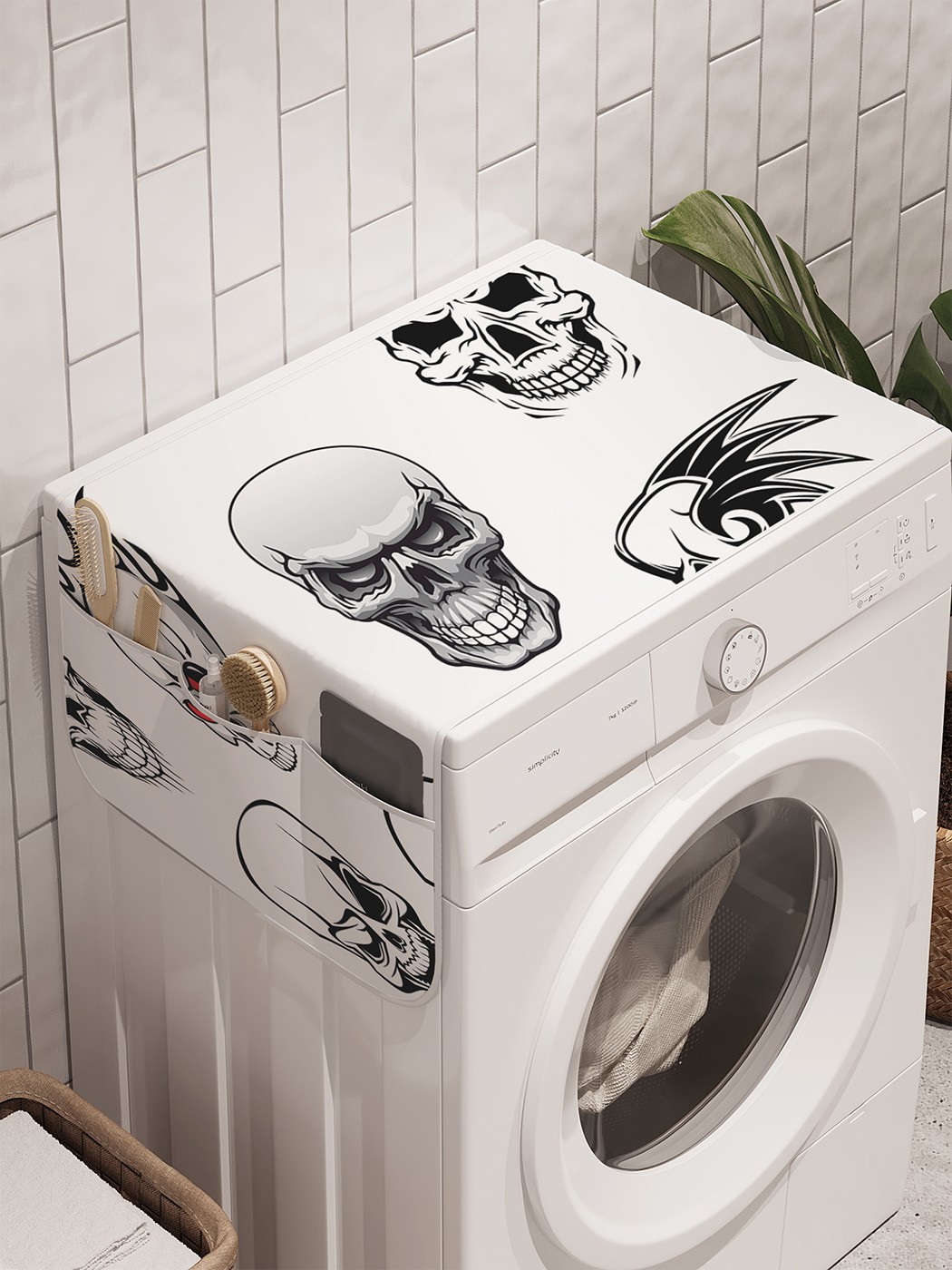 фото Органайзер "разные черепа" на стиральную машину, 45x120 см ambesonne