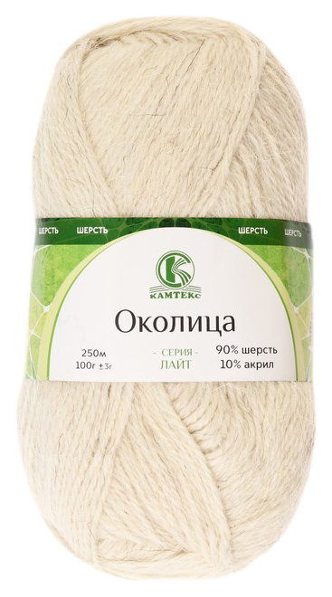 

Пряжа Камтекс Околица 100 г, 250 м (шерсть, акрил) (205 белый), 5 мотков, Околица