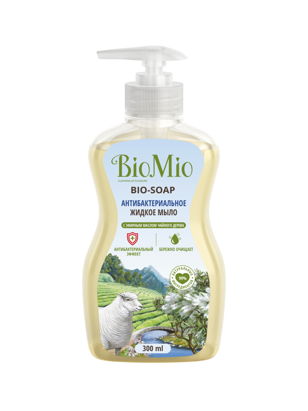 Мыло BioMio Bio-Soap антибактериальное жидкое с маслом чайного дерева 300 мл botavikos натуральное жидкое мыло fitness с маслом конопли 450
