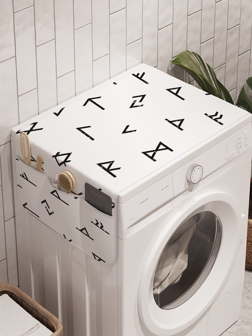 фото Органайзер "узор с символами" на стиральную машину, 45x120 см ambesonne