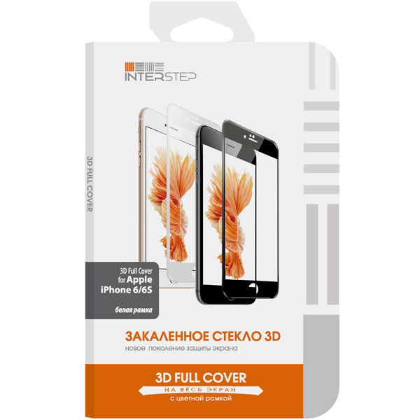 

Защитное стекло InterStep для iPhone 6 6s /3D на весь экран/белая рамка, IS-TG-IPH6PL3DW-000B202