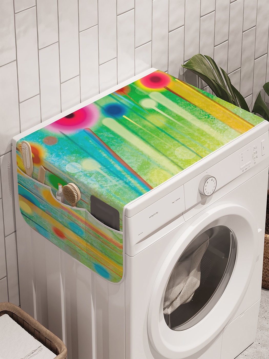 фото Органайзер "взлет красочных одуванчиков" на стиральную машину, 45x120 см ambesonne