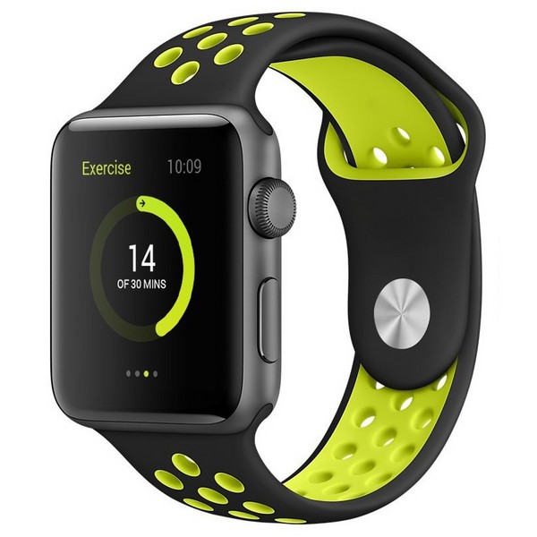 

Ремешок Krutoff Silicone Sport для Apple Watch 42/44mm (black/yellow)