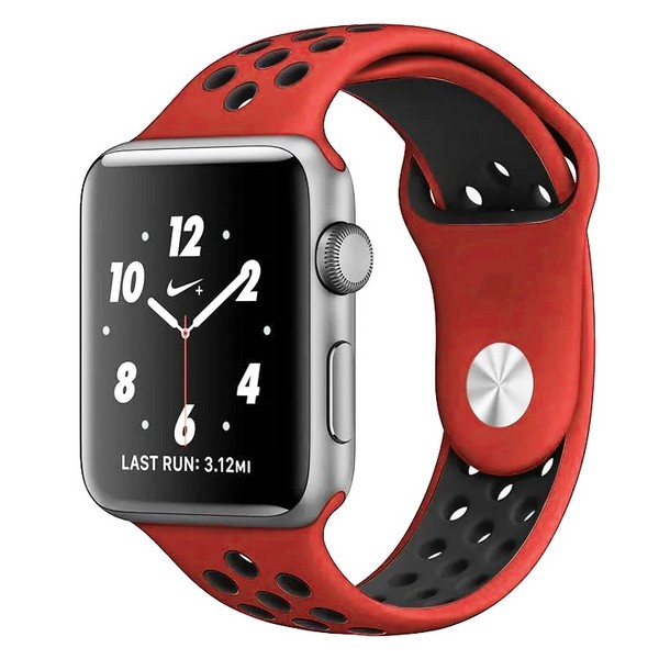 

Ремешок Krutoff Silicone Sport для Apple Watch 42/44mm (red/black), Черный;красный