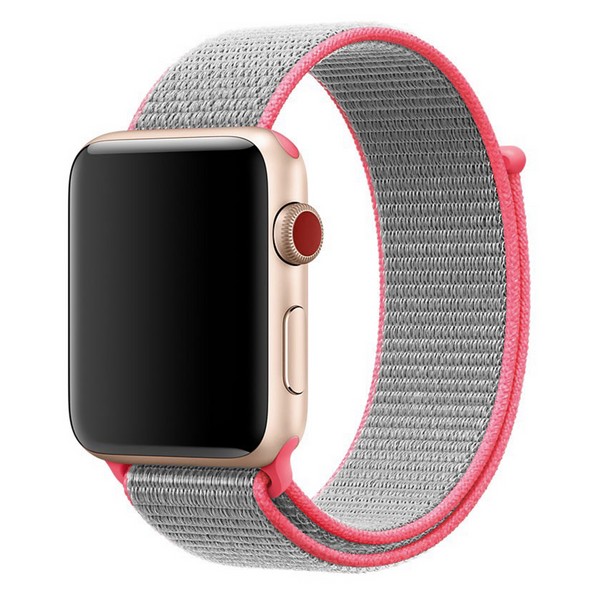Ремешок Krutoff Nylon для Apple Watch 42/44mm (gray/pink)