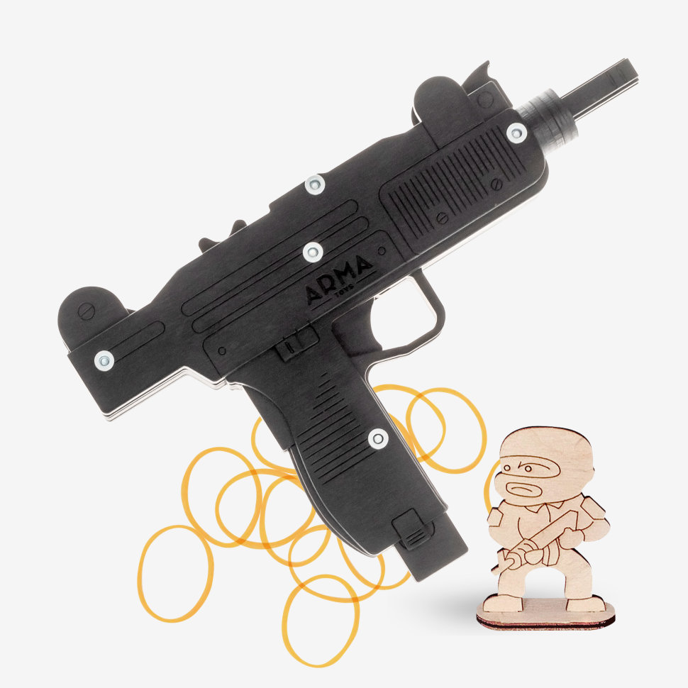 Пистолет-пулемет автомат Arma.toys Узи, игрушка-резинкострел из дерева трофей снайпера 2 arma toys снайперская винтовка мосина и пистолет люгера игрушка