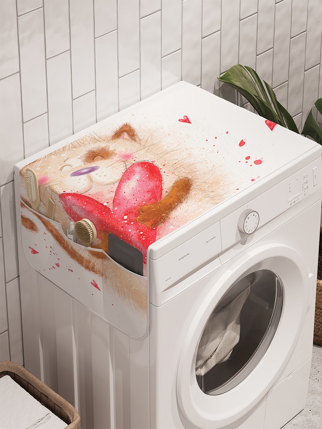 фото Органайзер "мурлыкающий любимец" на стиральную машину, 45x120 см ambesonne