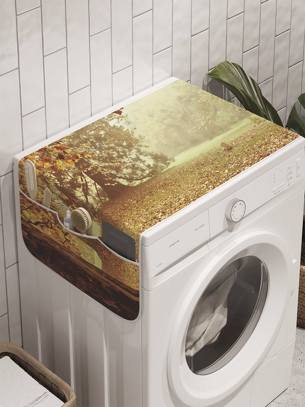 фото Органайзер "лесная беседа" на стиральную машину, 45x120 см ambesonne